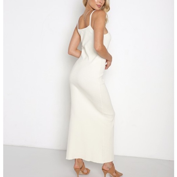 Charlie Holiday Deliah Ribbed Midi Dress Cloud Size 6 - Picture 4 of 9